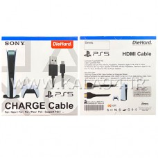کابل شارژر PS5 ORGINL مارک DieHard / درگاه USB به تایپ سی / کابل ضخیم و مقاوم / تمام مس واقعی / تک پک جعبه ای